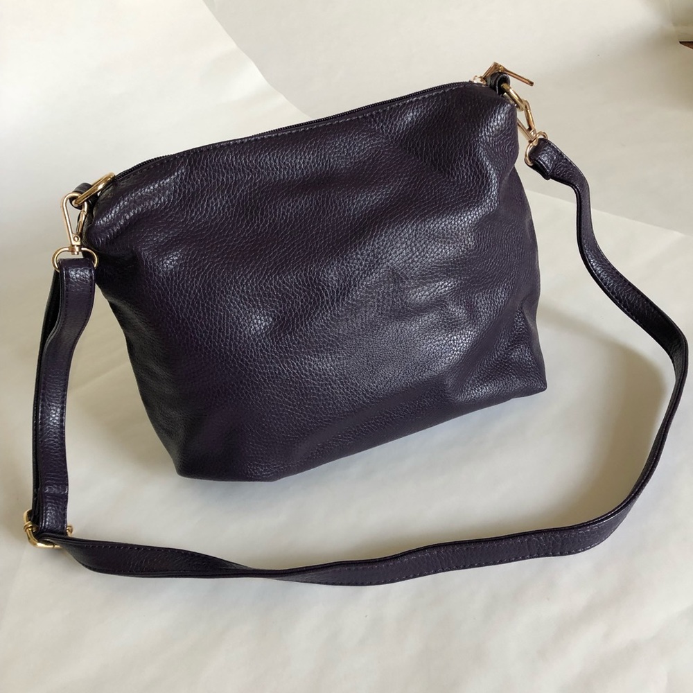 Plum colored cross body bag